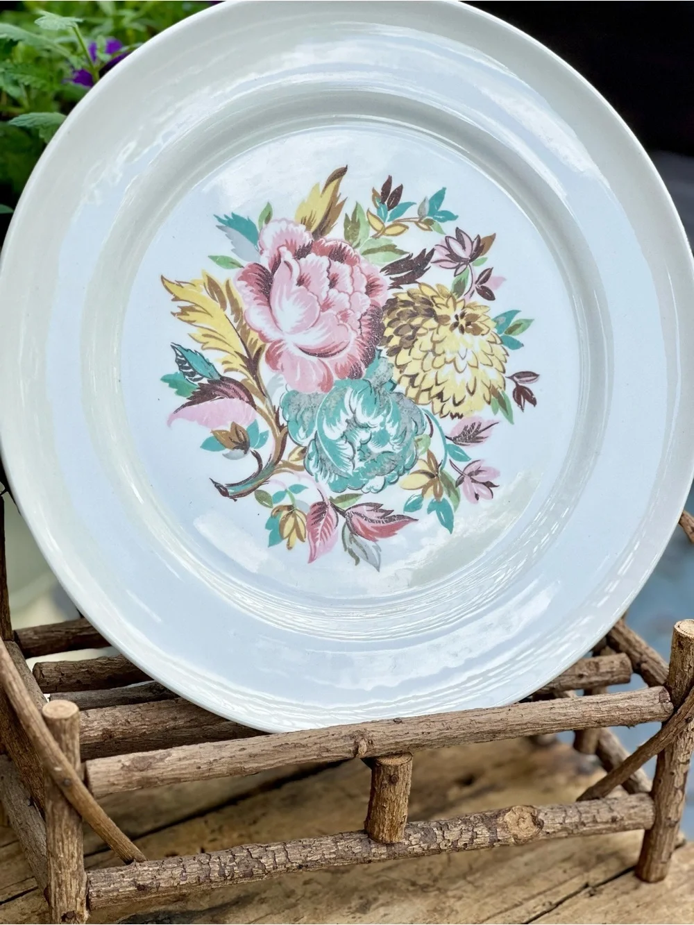 Vintage Wishmaker Regency Bouquet Limoges USA Floral Plates Set of 4